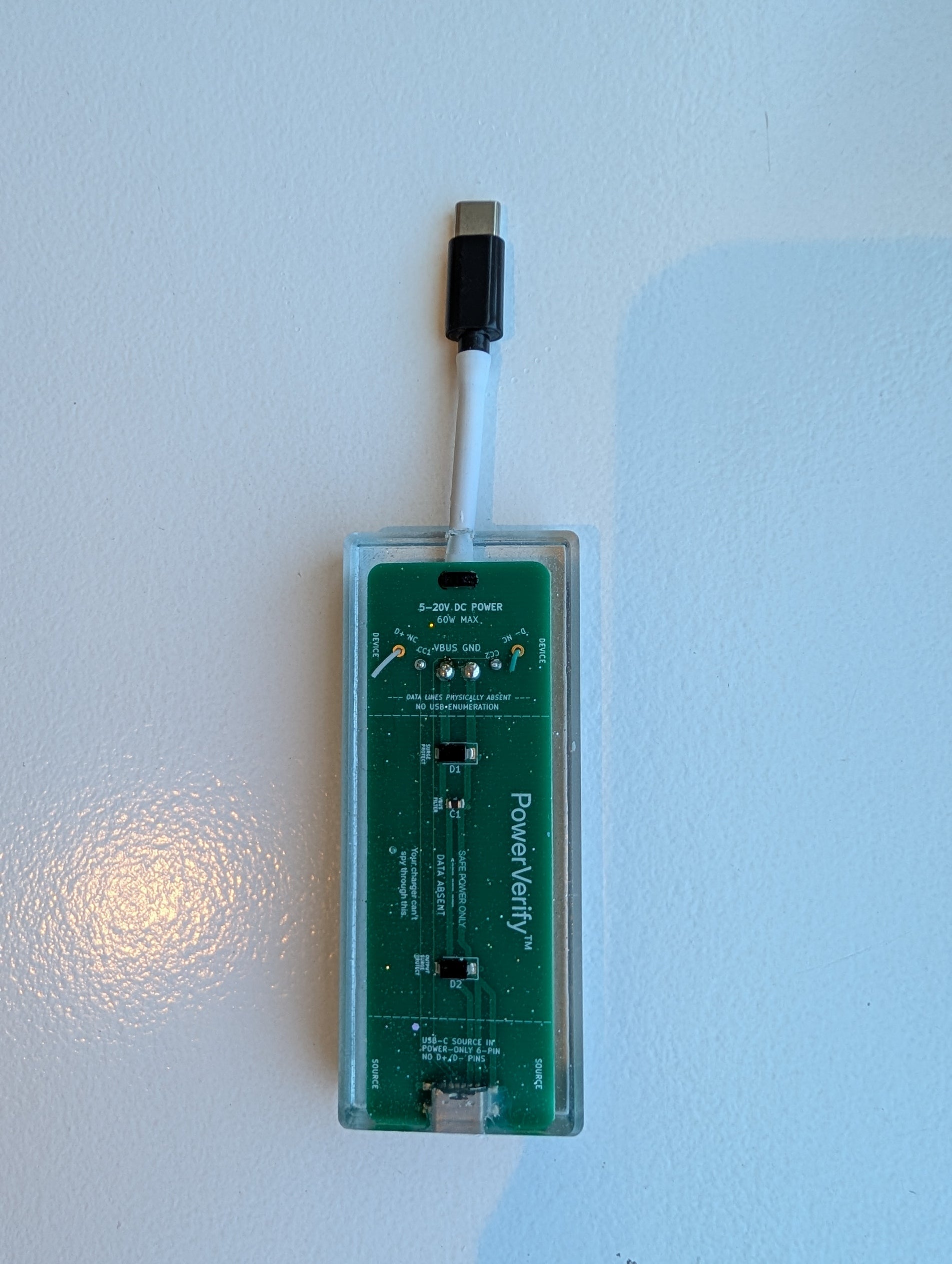 PowerVerify — Verifiable Power-Only USB-C Charging Cable (No Data D+/D− Lines)